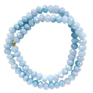 Genuine Aquamarine Stretch Wrap Bracelet 14k gold